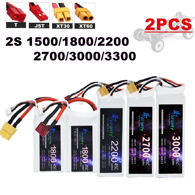 Drone Racing Battery - 2 pièces 7.4V Lipo 2S batterie