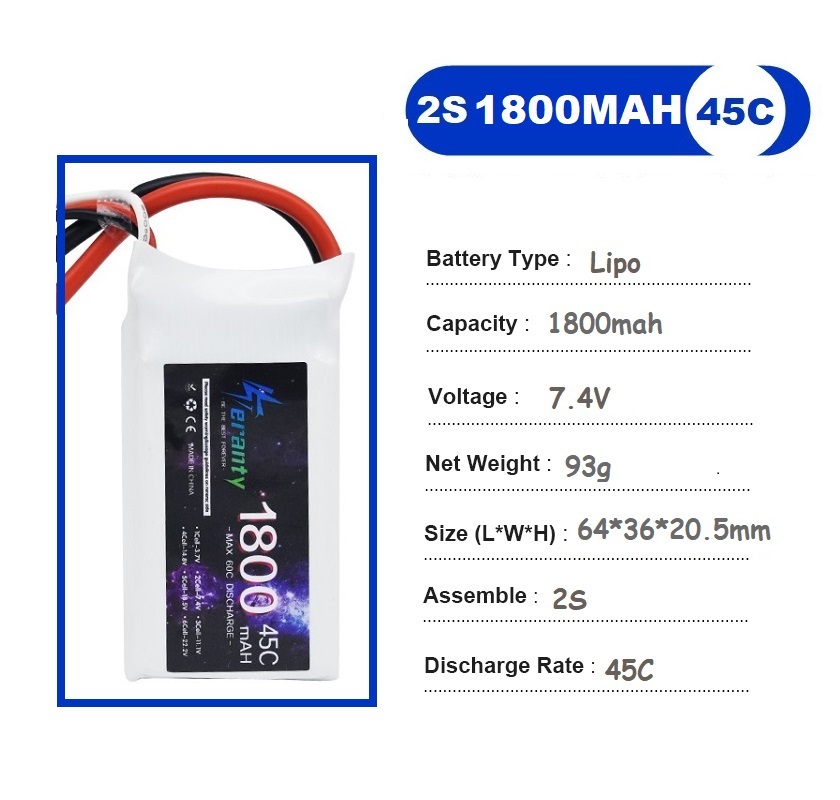 2 pièces 7.4V Lipo 2S batterie - Drone Racing Battery avis et prix