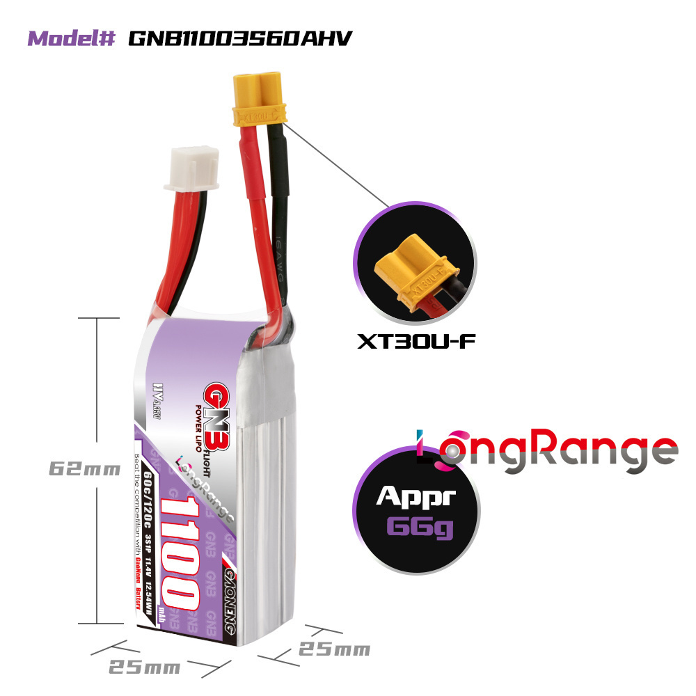 GNB 1100mAh 2S 3S 4S 6S 60C/12 - Drone Racing Battery avis et prix