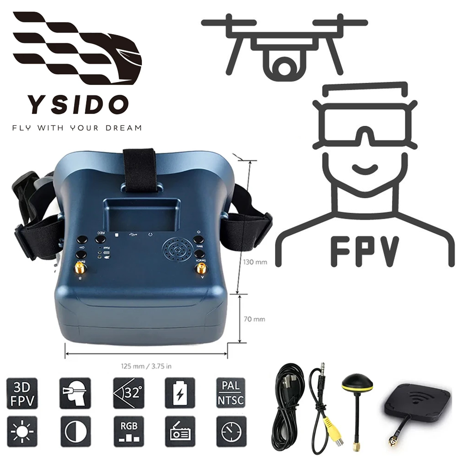 Lunettes FPV 008D 5.8G 40CH 4. - Drone Racing Goggles avis et prix